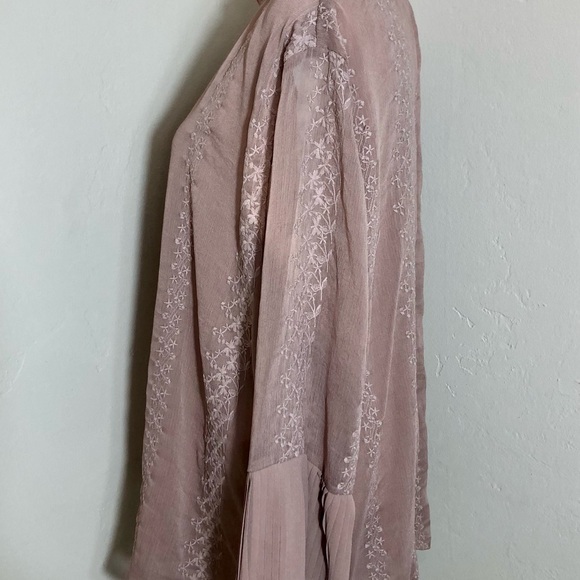 A DIP OF DARLING Victorian Blouse Dusty Rose Pink Embroidered 3/4 Sleeve SZ XL - Picture 5 of 14